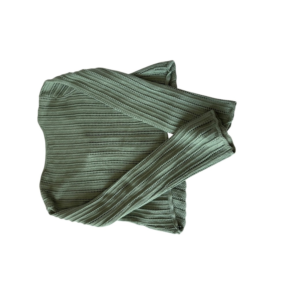 Hollister Sage Green Tie Front Pointelle Knit Cropped Cardigan Sweater Small - Picture 3 of 8